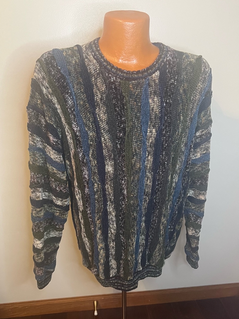 Vintage Tundra Canada L Sweater Men’s Large Multicolor Textured Knit Coogi Style